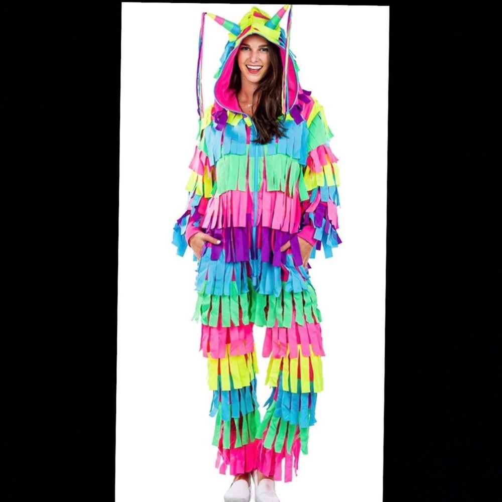 Tipsy Elves Multicolor Pinata Costume Jumpsuit, Bright and Colorful Streamers